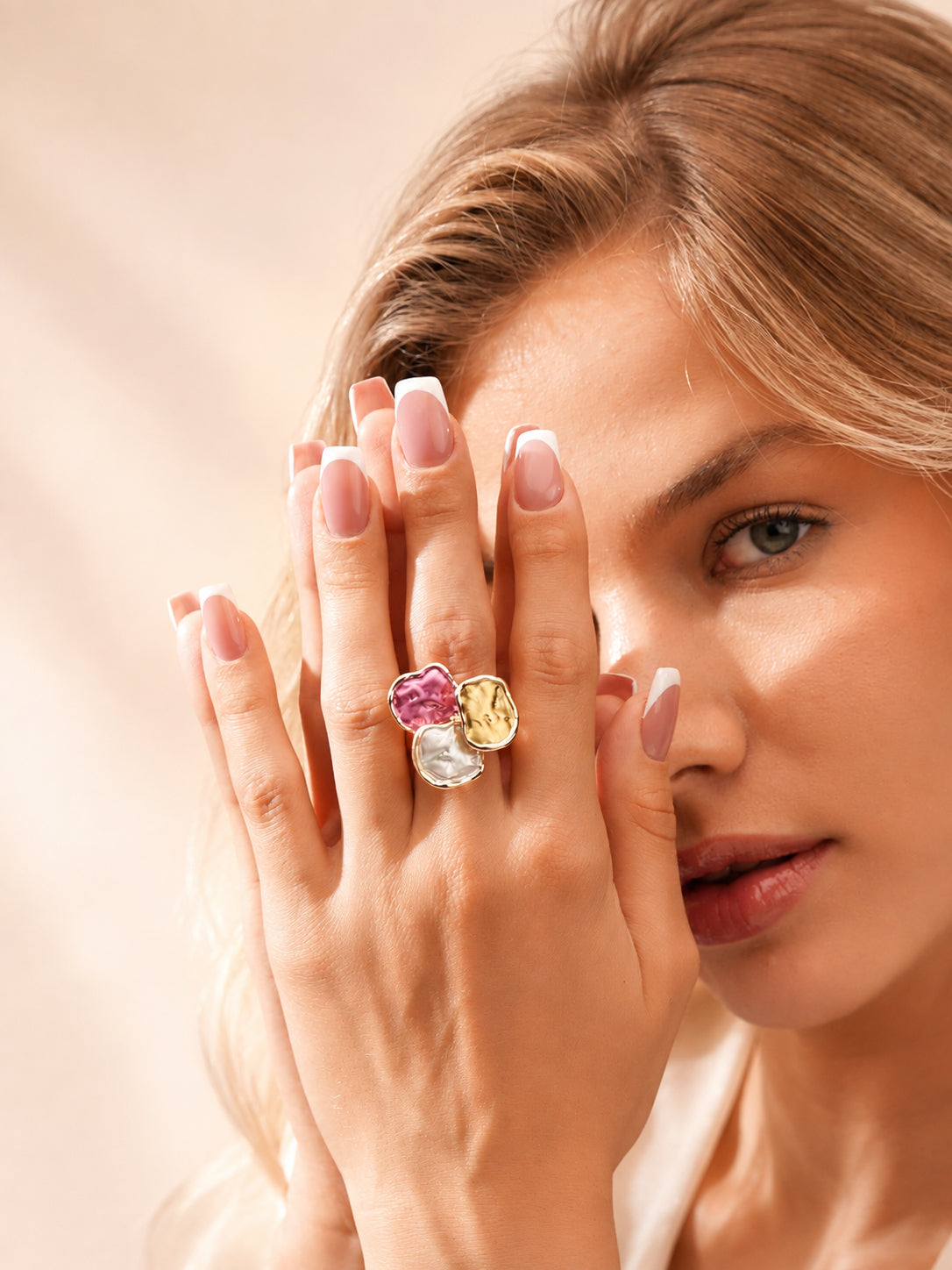 18K Gold Plated Pearl Petal Anti-Tarnish Waterproof Ring