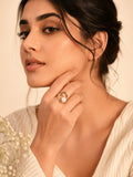 18K Gold-Plated Modern Pearl & Crystal Ring – Anti-Tarnish, Waterproof