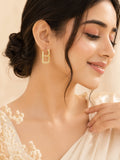 Aanura Geometric Gold Crystal Hoop Earrings