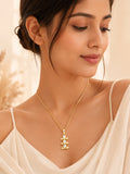 Triple Crystal Arrow Bar Necklace with 18K Gold Plating