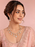 Aanura Teardrop Gold Necklace Set with Stone Earrings