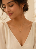 18K Gold Plated Twin Red Crystal Pendant Necklace for Women