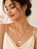 Aanura Double Layer Gold Chain Necklace with Shell