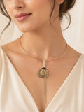 Aanura Gold Leaf Pendant Choker – Stainless Steel Jewelr