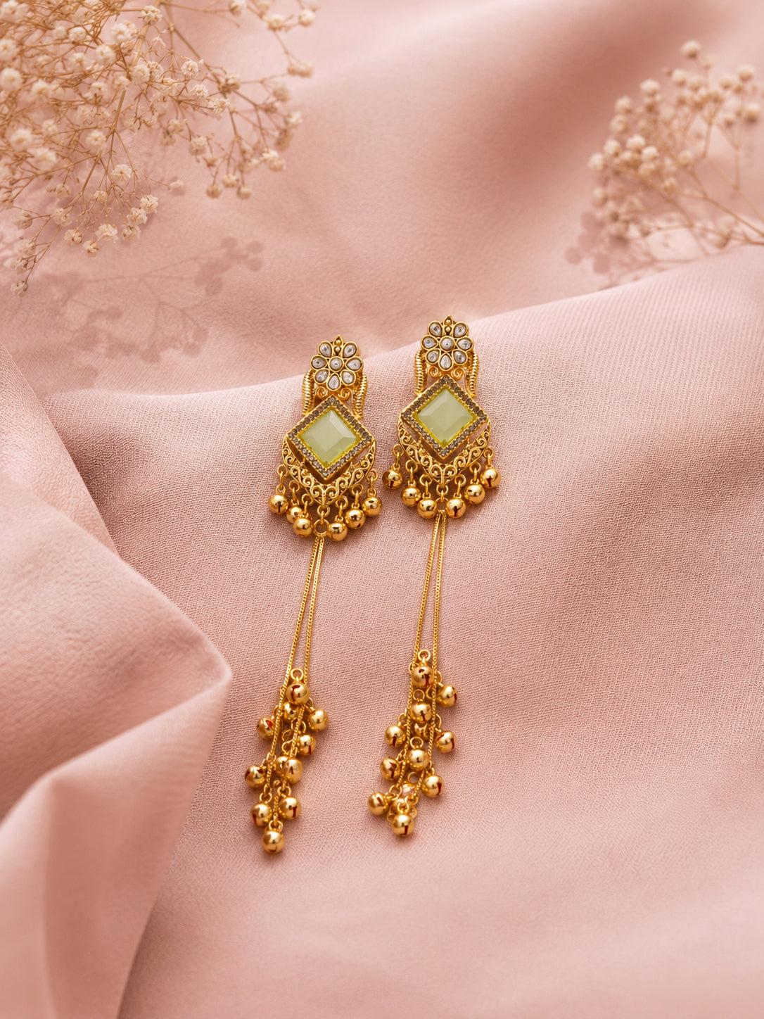 Aanura Gold Plated Royal Drop Jhumka Earrings