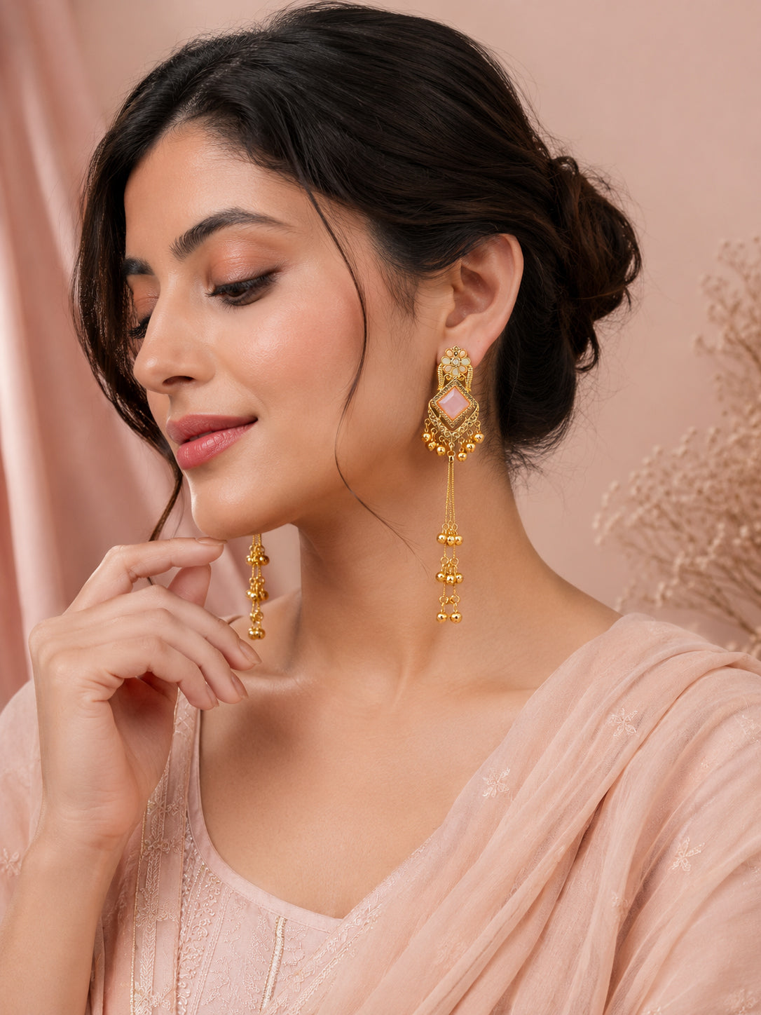 Aanura Gold Plated Royal Drop Jhumka Earrings