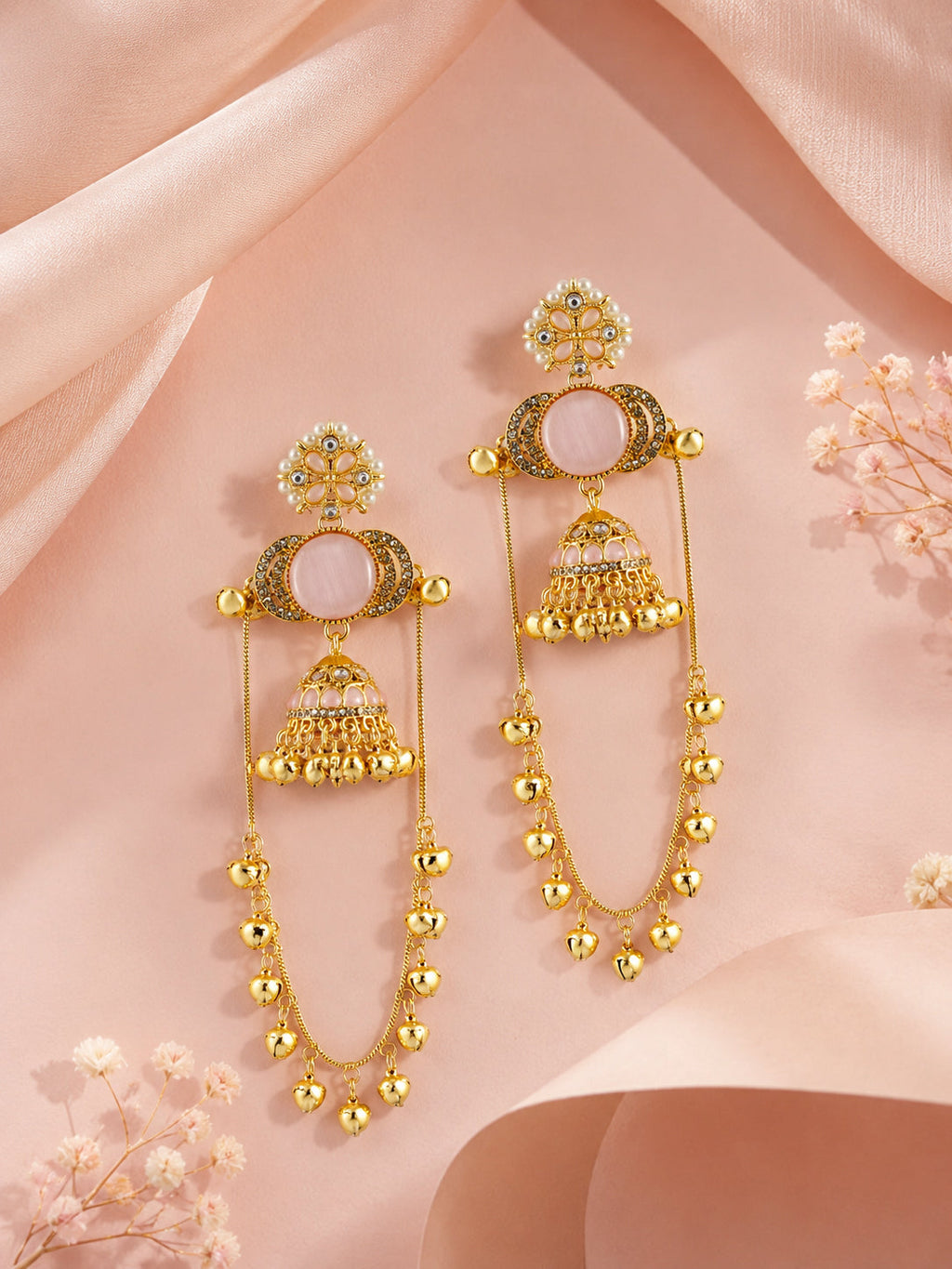 Aanura Gold Plated Stone Earrings with Brass