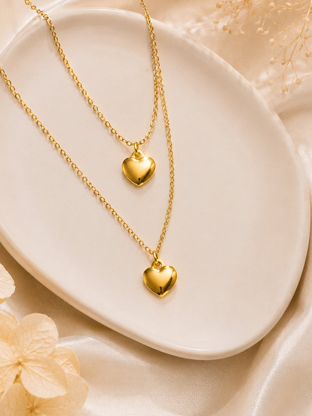 Aanura Twin Heart Layered Pendant Necklace