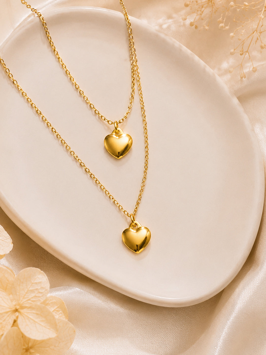 Aanura Twin Heart Layered Pendant Necklace
