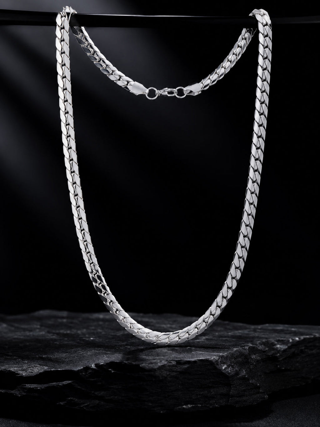 Rhodium Plating Anti Tarnish Waterproof Cuban Chain