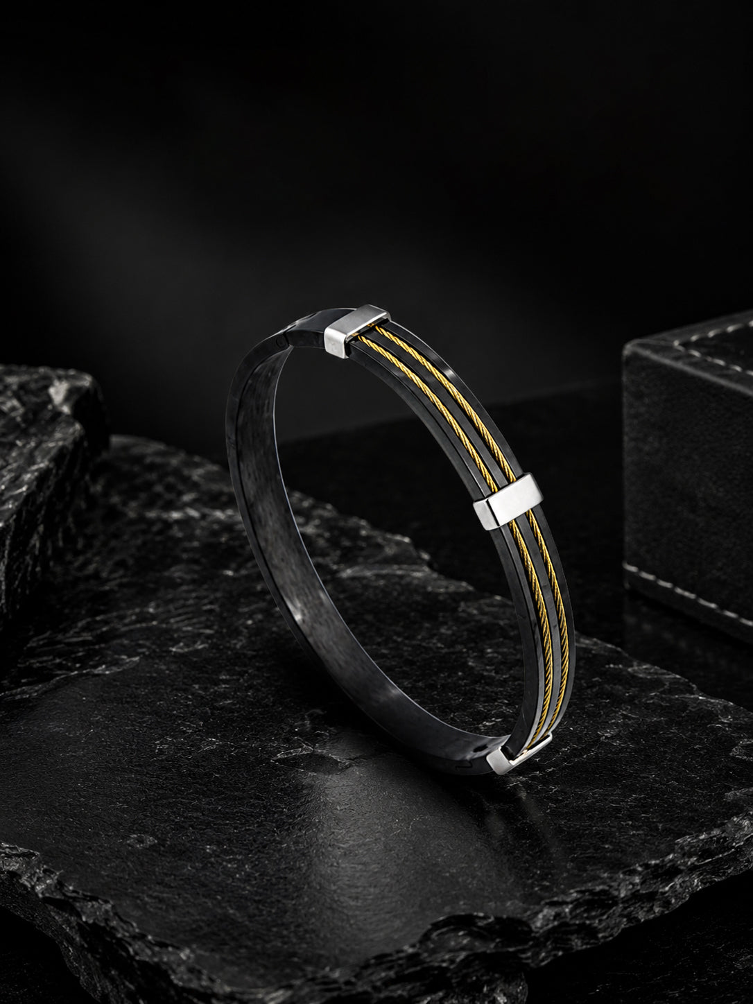 Black & Rhodium Dual Wire Anti-Tarnish Waterproof Bracelet