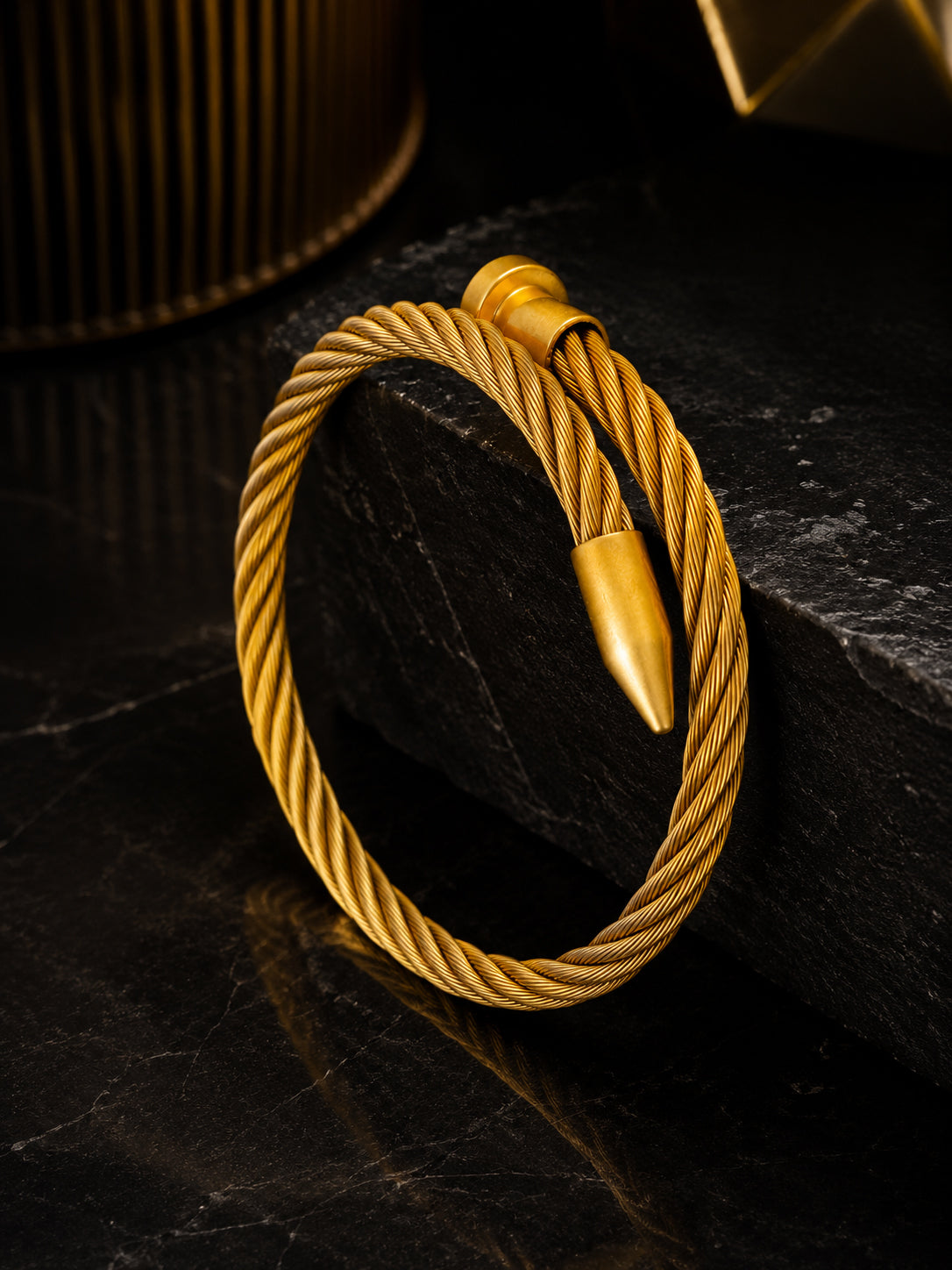 18K Gold-Plated Twisted Cuff Waterproof Hypoallergenic Steel Bracelet