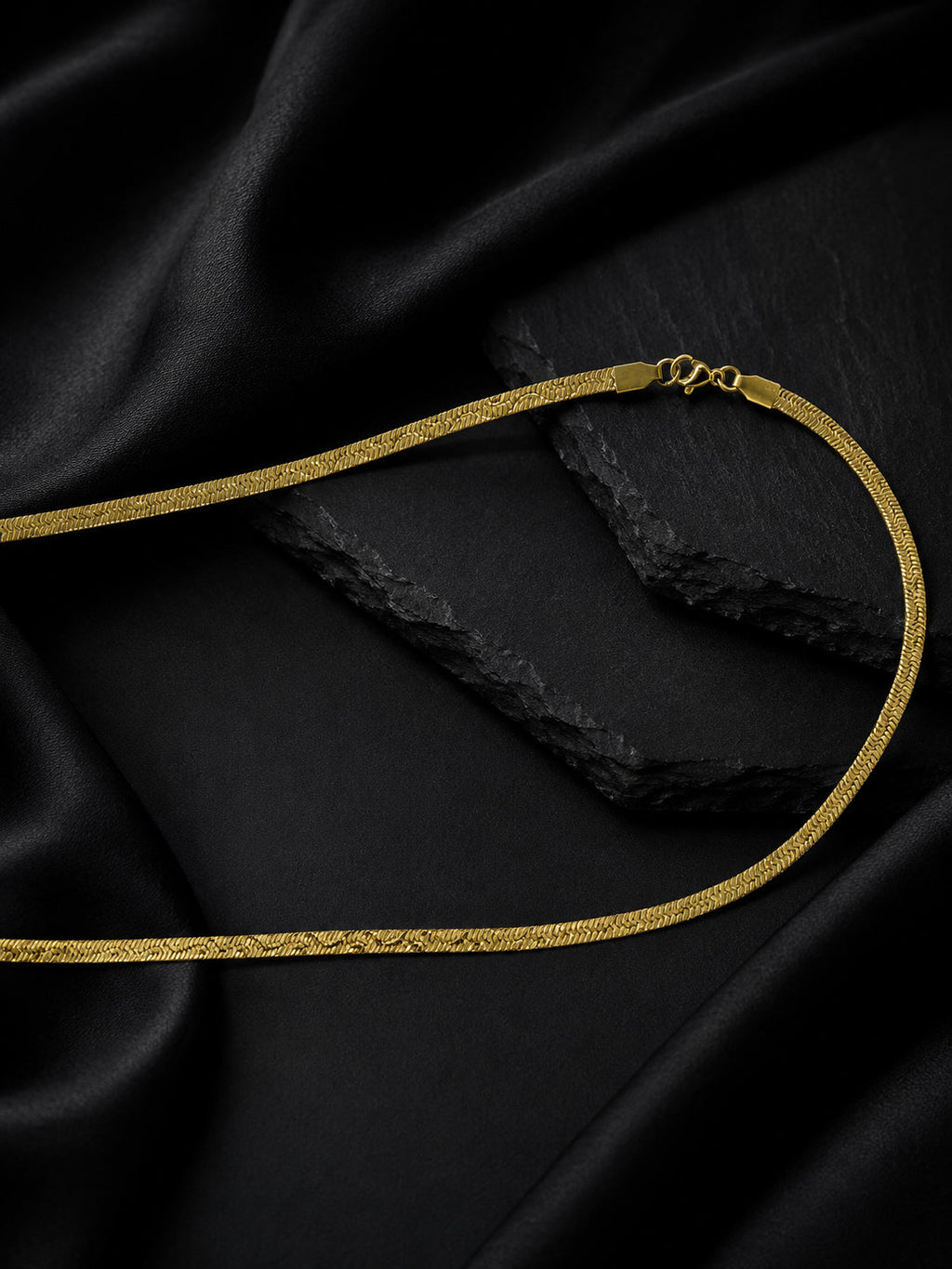 18K Gold Plated Flat Chain & Dual-Tone Bracelet Combo for Men