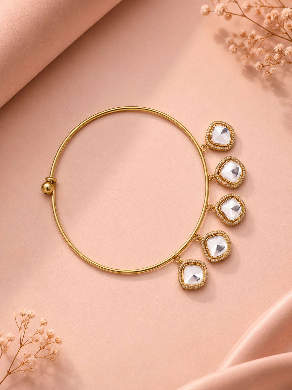 Aanura Statement Kundan Necklace with Mirror Crystals