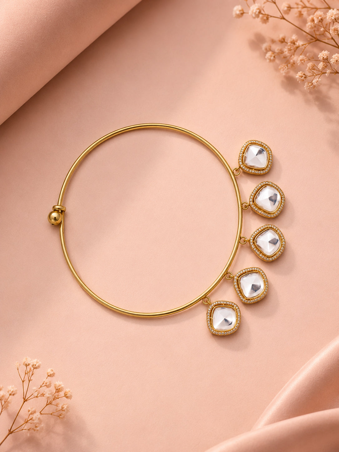 Aanura Statement Kundan Necklace with Mirror Crystals