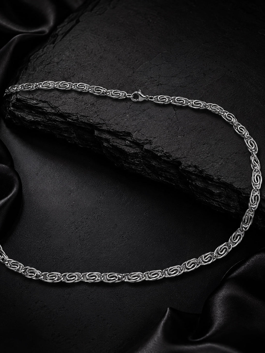 Rhodium Plating Anti Tarnish Waterproof Scroll Chain