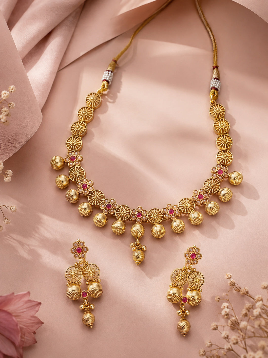 Aanura Gold Plated Heritage Disc Necklace Set