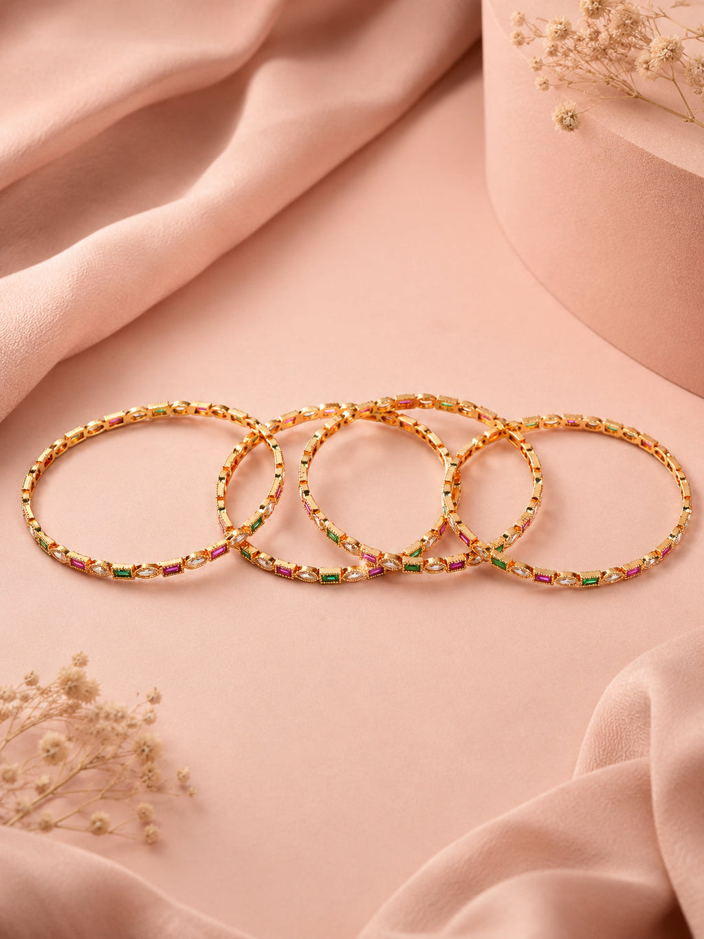 Aanura Gold Plated Multistone Slim Bangle