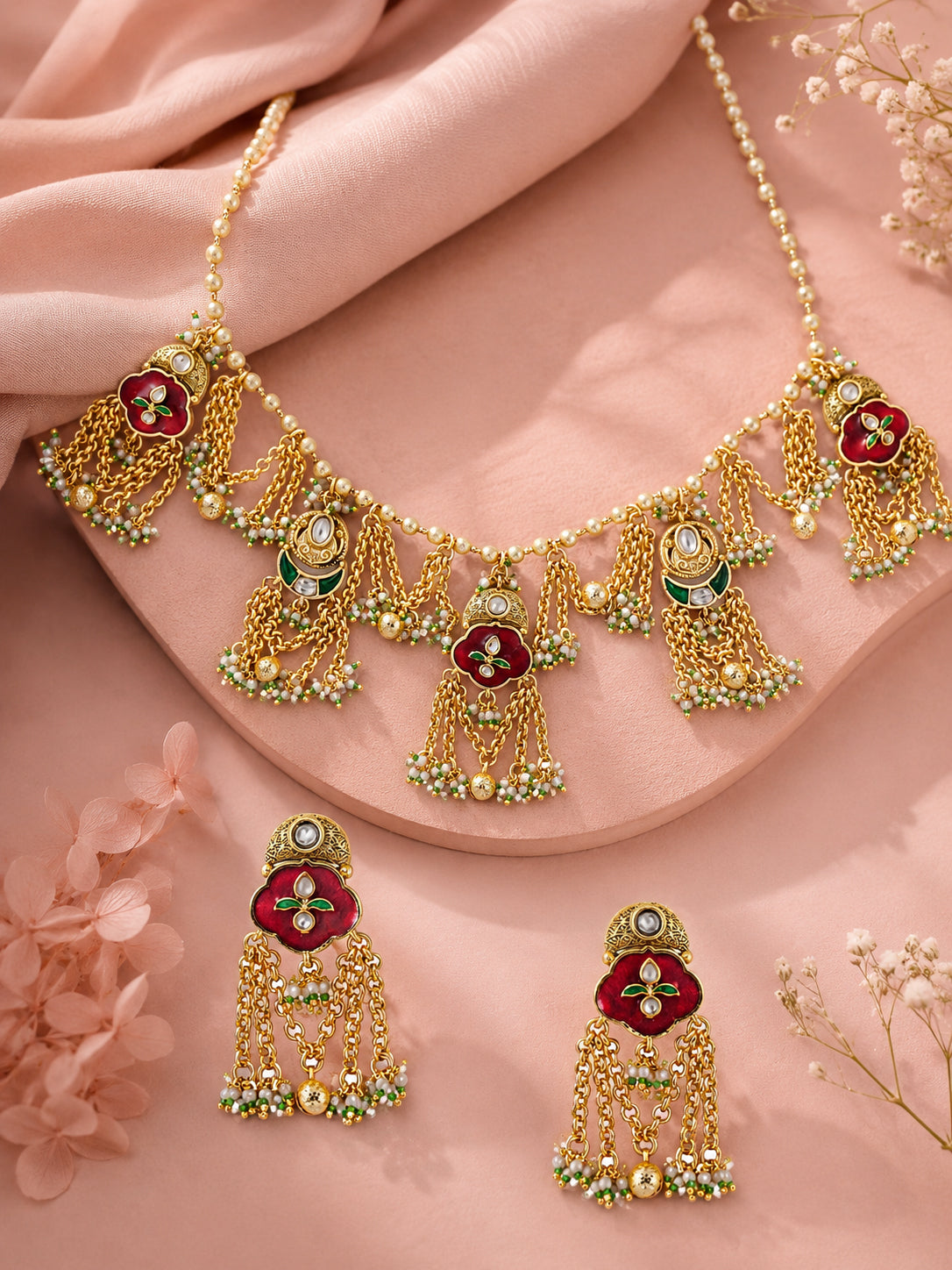 Aanura Heritage Layered Tassel Necklace Set