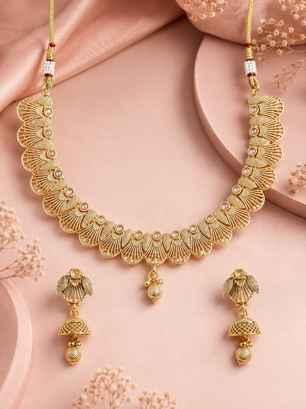 Aanura Gold Plated Scallop Necklace Set