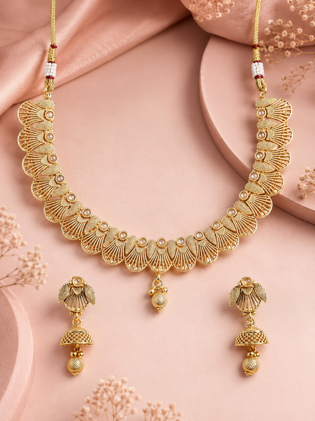 Aanura Gold Plated Scallop Necklace Set