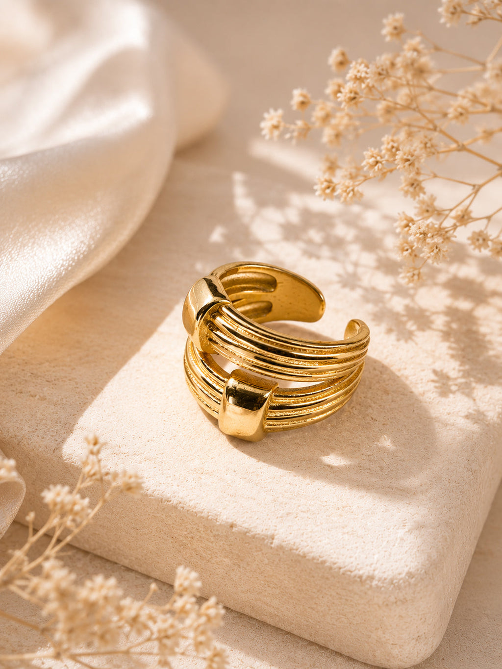 Rhodium-Plated Matte & Adjustable Silver Ring – Anti-Tarnish, Waterproof