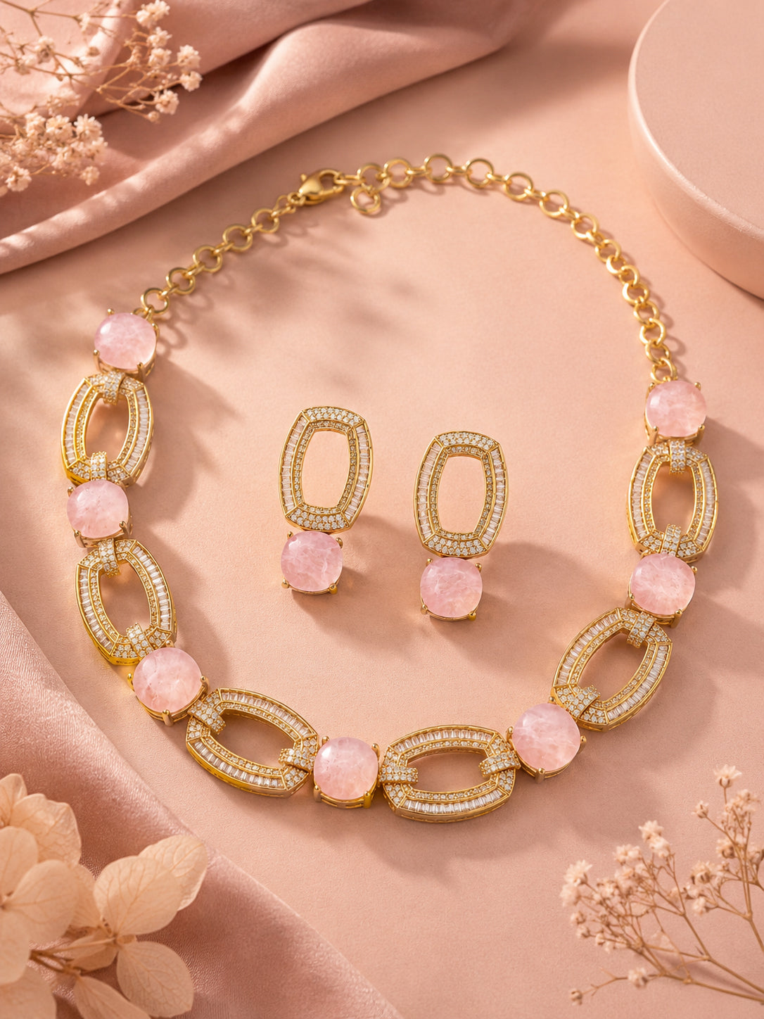 Aanura Gold-Plated Purple Stone Necklace Set