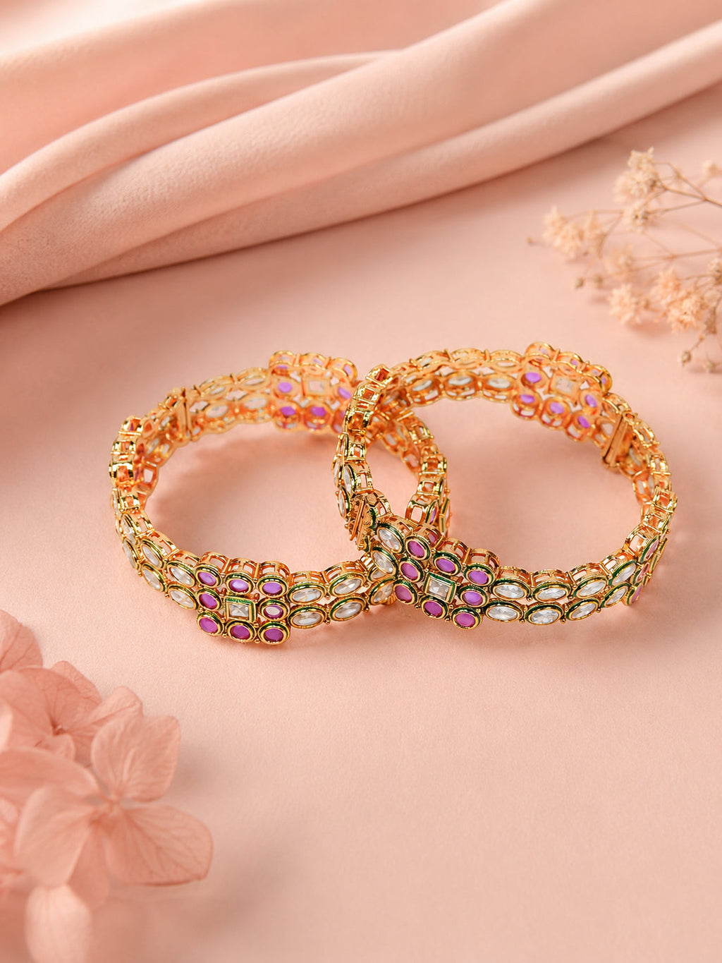 Aanura Gold Plated Regal Stone Bangle Bracelet