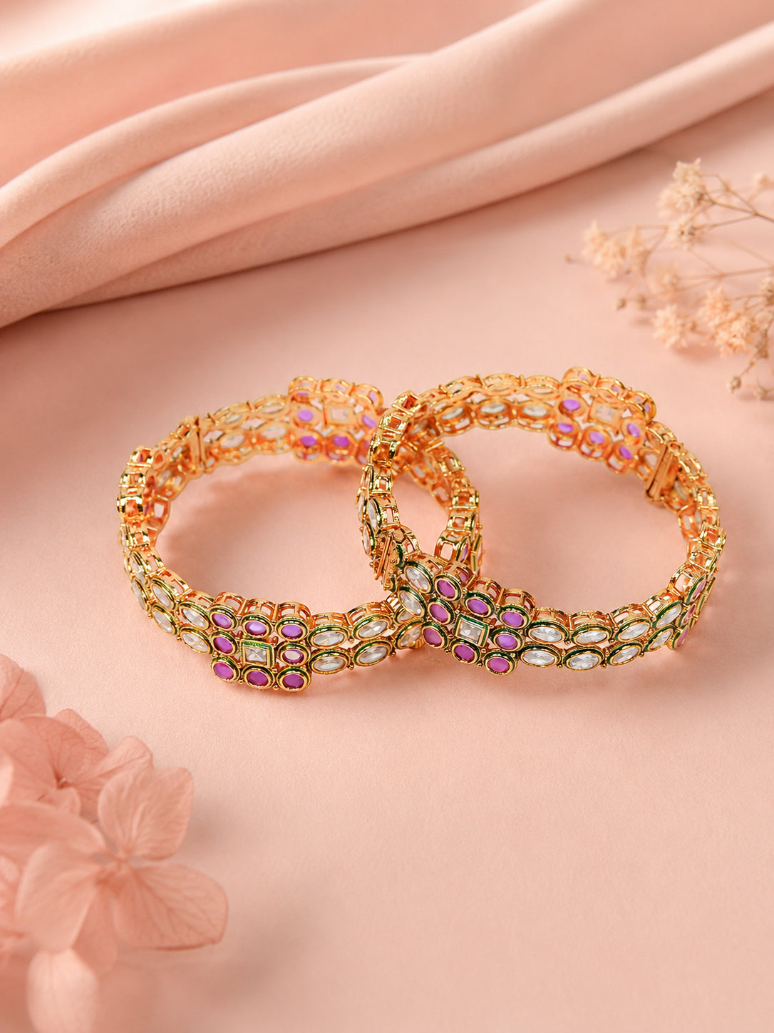 Aanura Gold Plated Regal Stone Bangle Bracelet