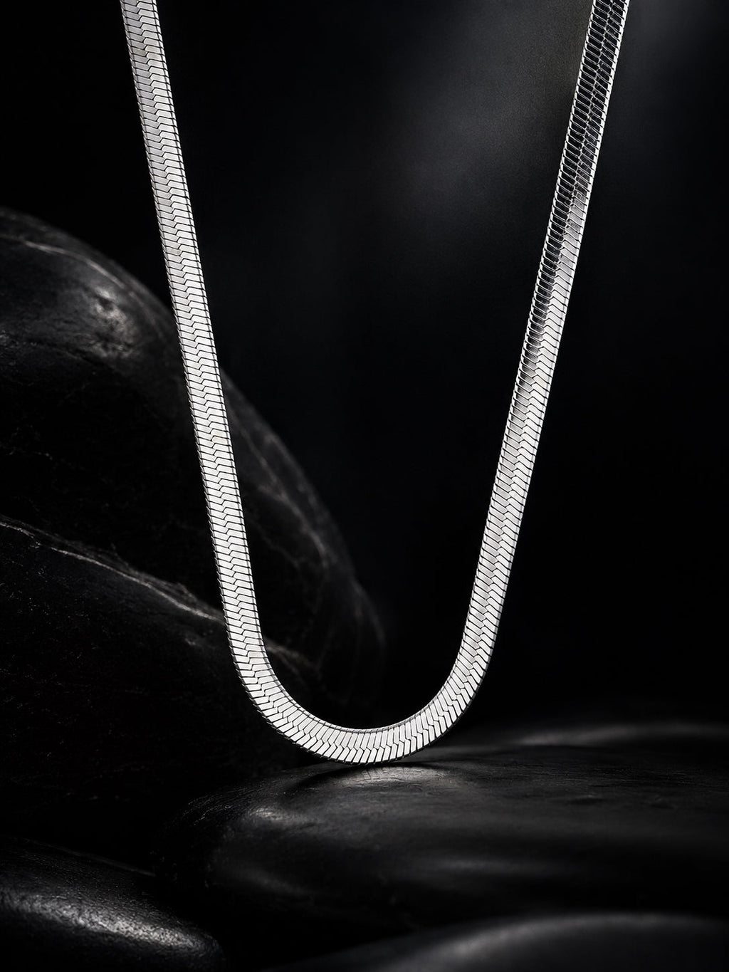 Rhodium Plated Silver Herringbone Chain for Men