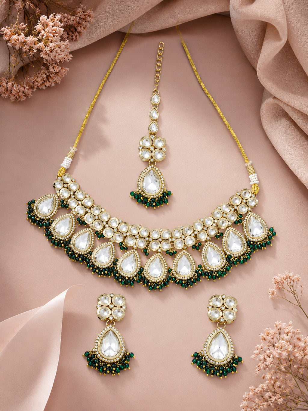 Aanura Polki Kundan Bridal Choker Set with Earrings