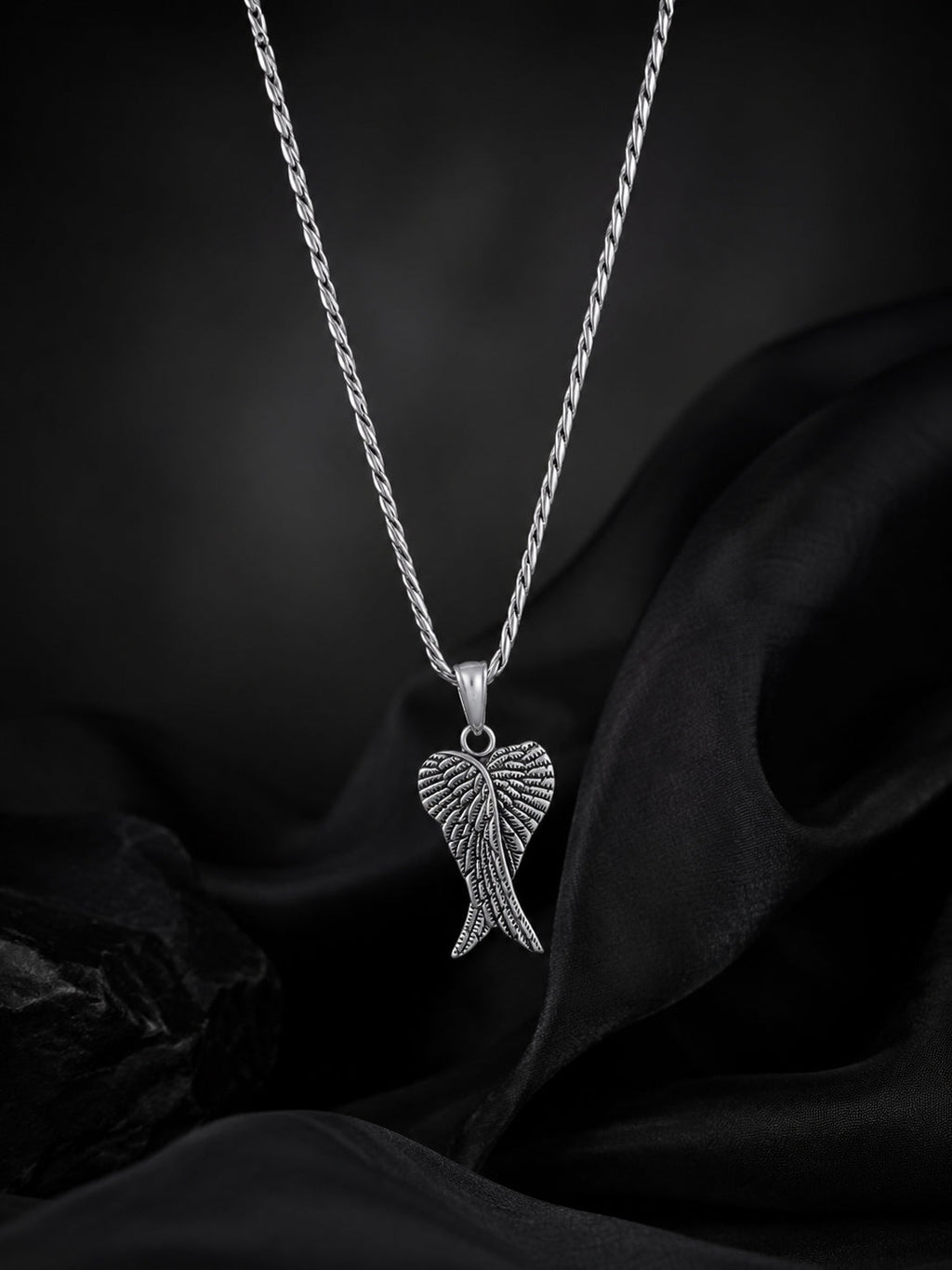 Rhodium Plated Angel Wings Anti-Tarnish Waterproof Chain
