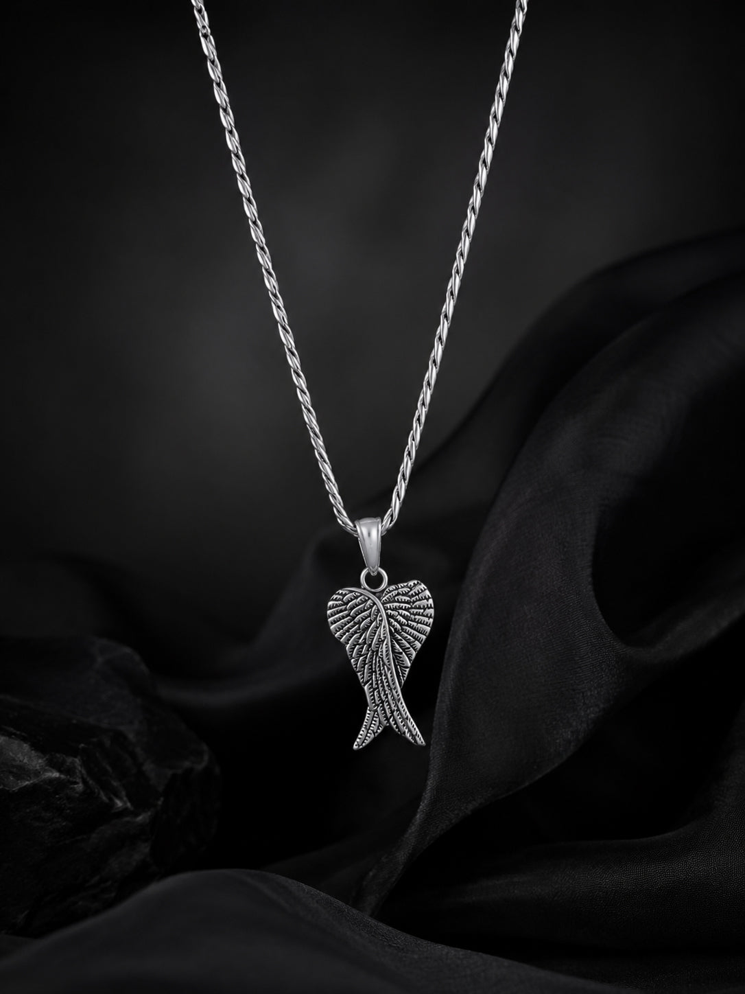 Rhodium Plated Angel Wings Anti-Tarnish Waterproof Chain