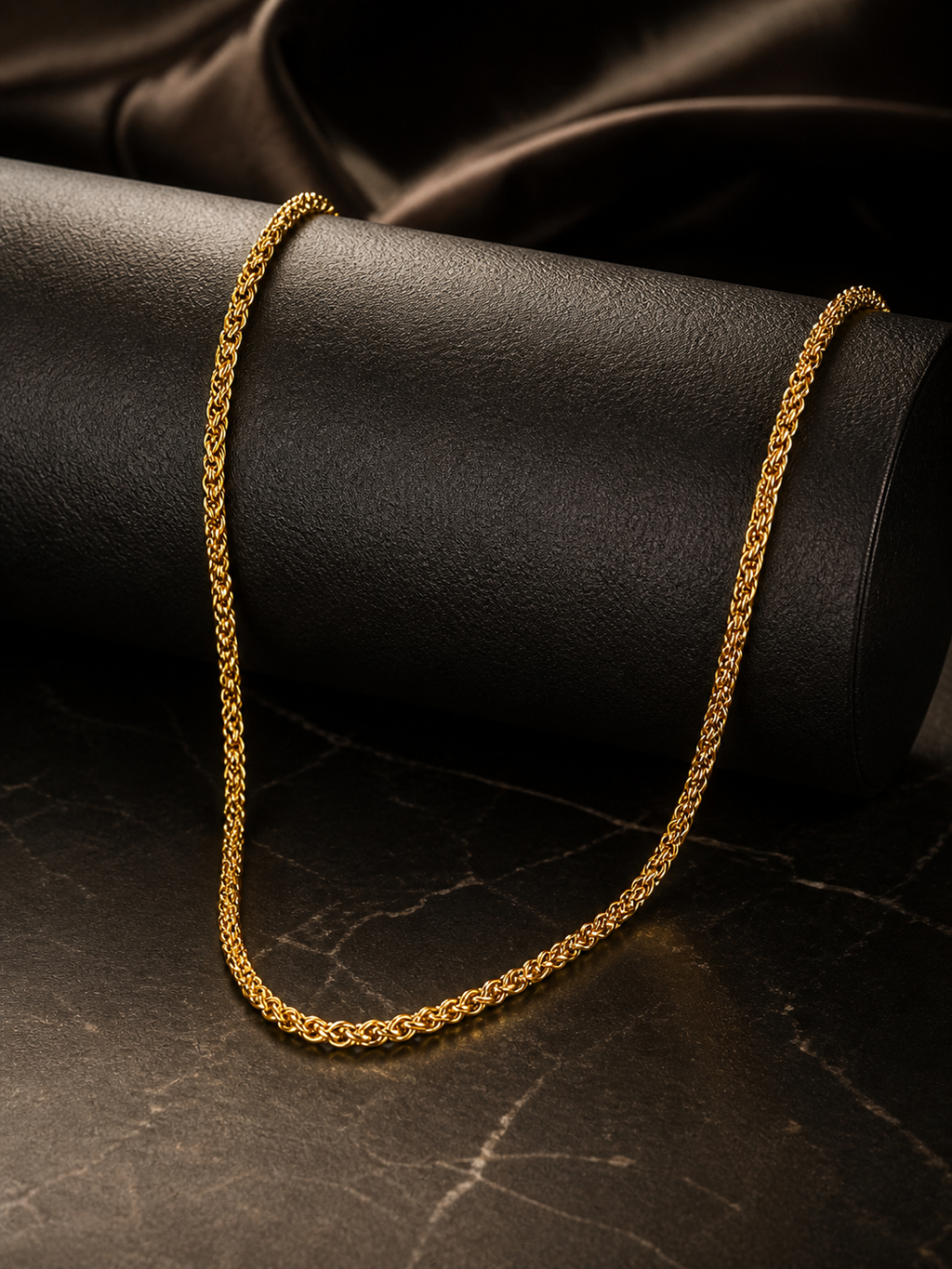18K Gold Plated Rope Chain & Dual-Tone Bracelet Combo for Men