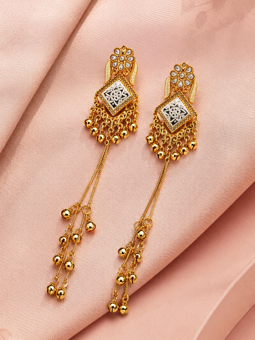 Aanura Gold Plated Royal Drop Jhumka Earrings
