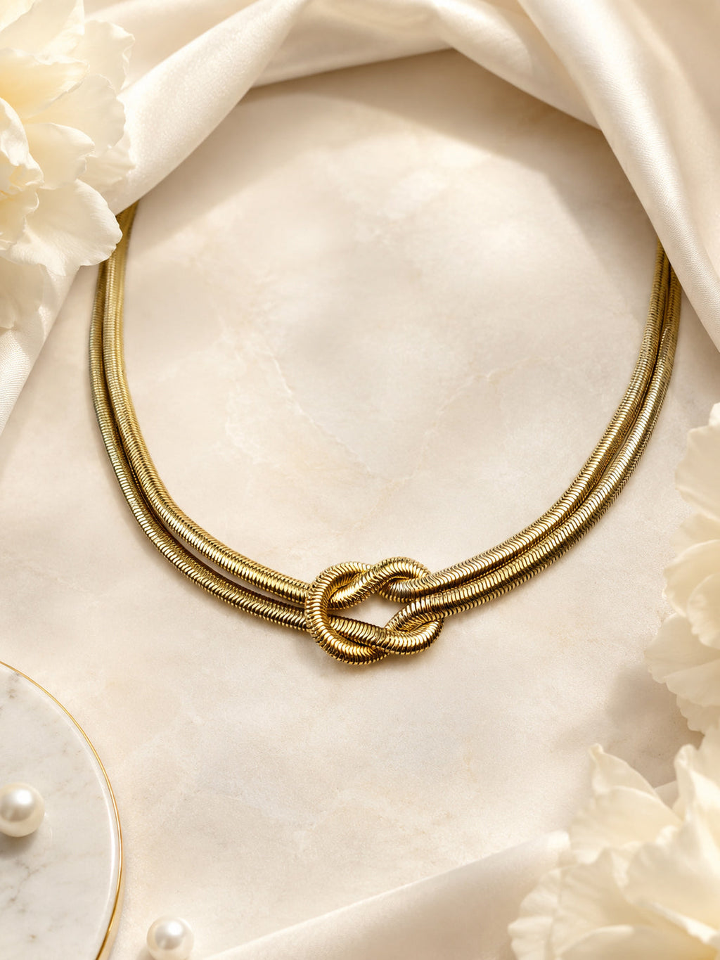 Aanura Gold Knot Statement Necklace – Stainless Steel