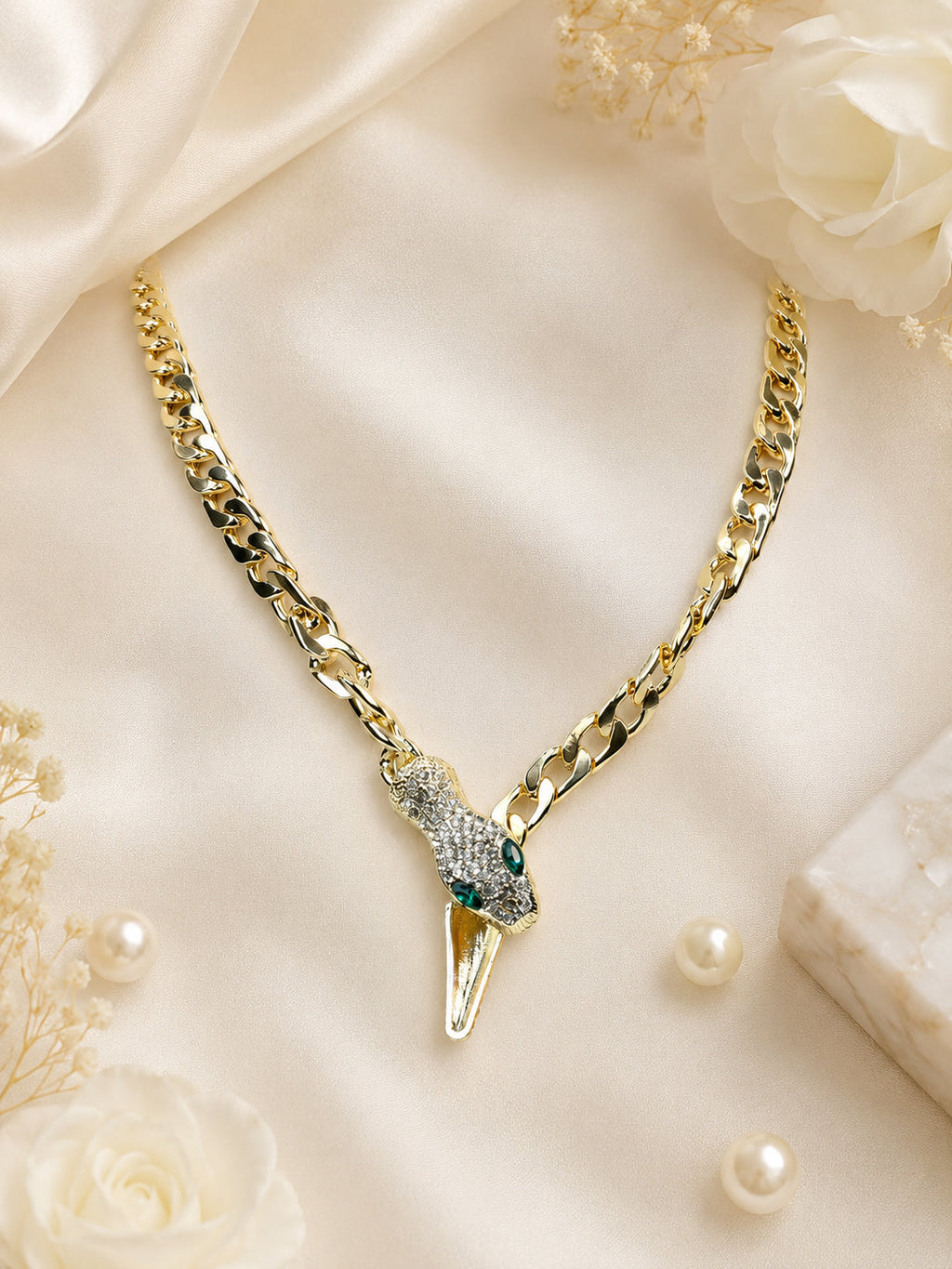 Aanura Gold Cuban Link Chain Necklace