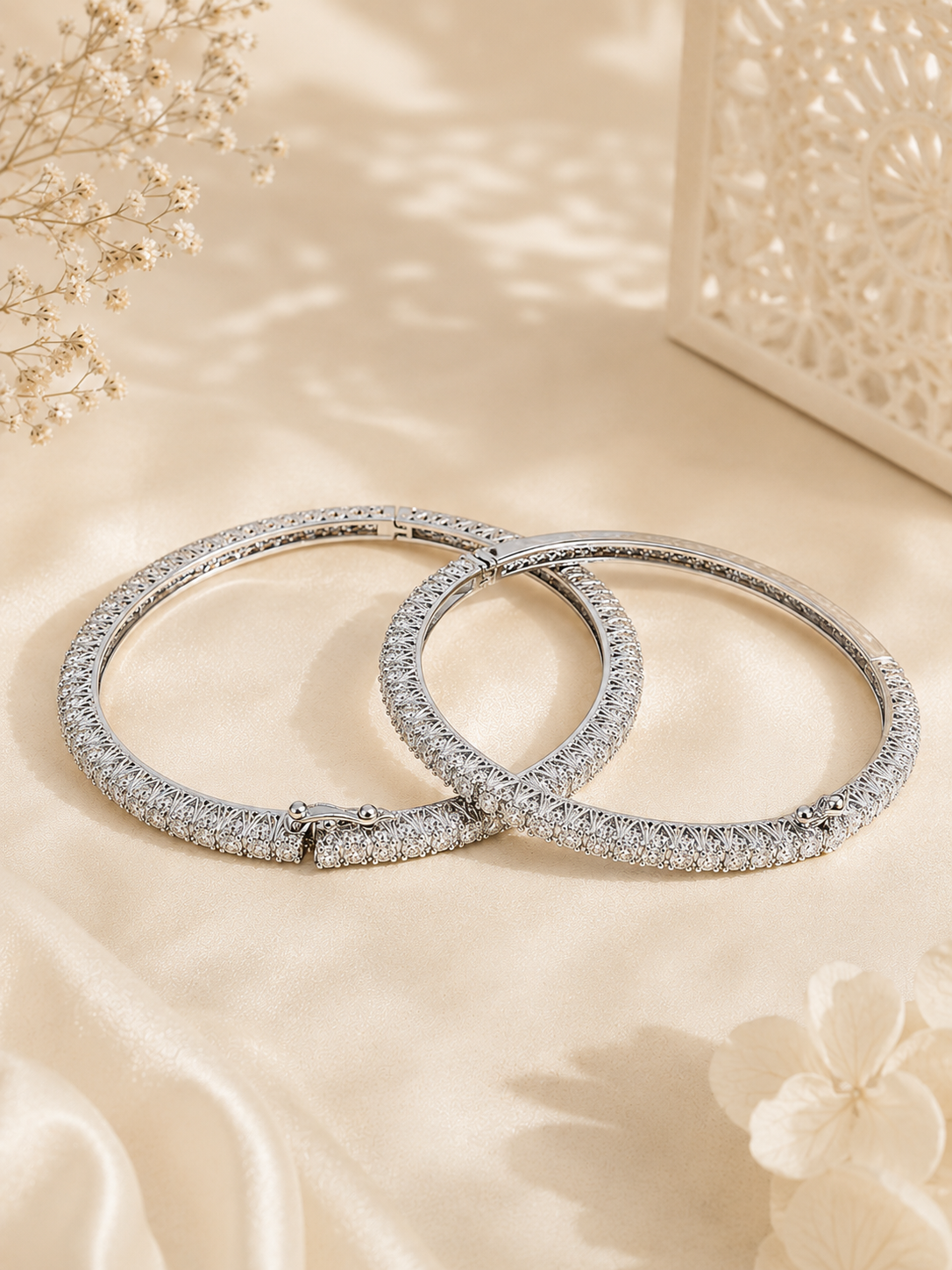 Aanura Diamond Halo Silver Bracelet