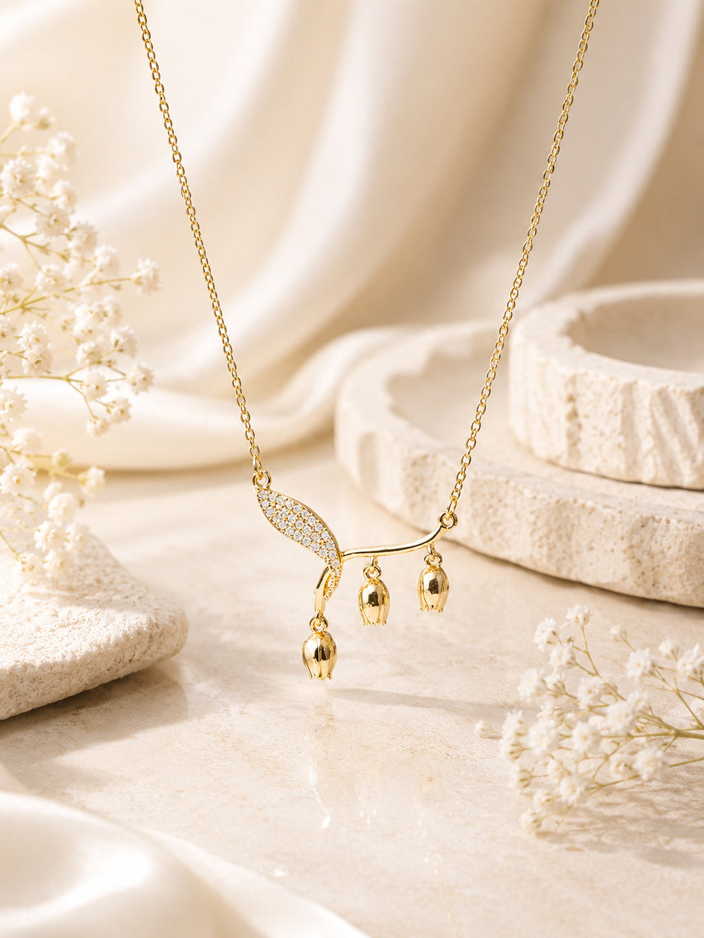 Aanura Petal Drop Minimal Pendant Necklace