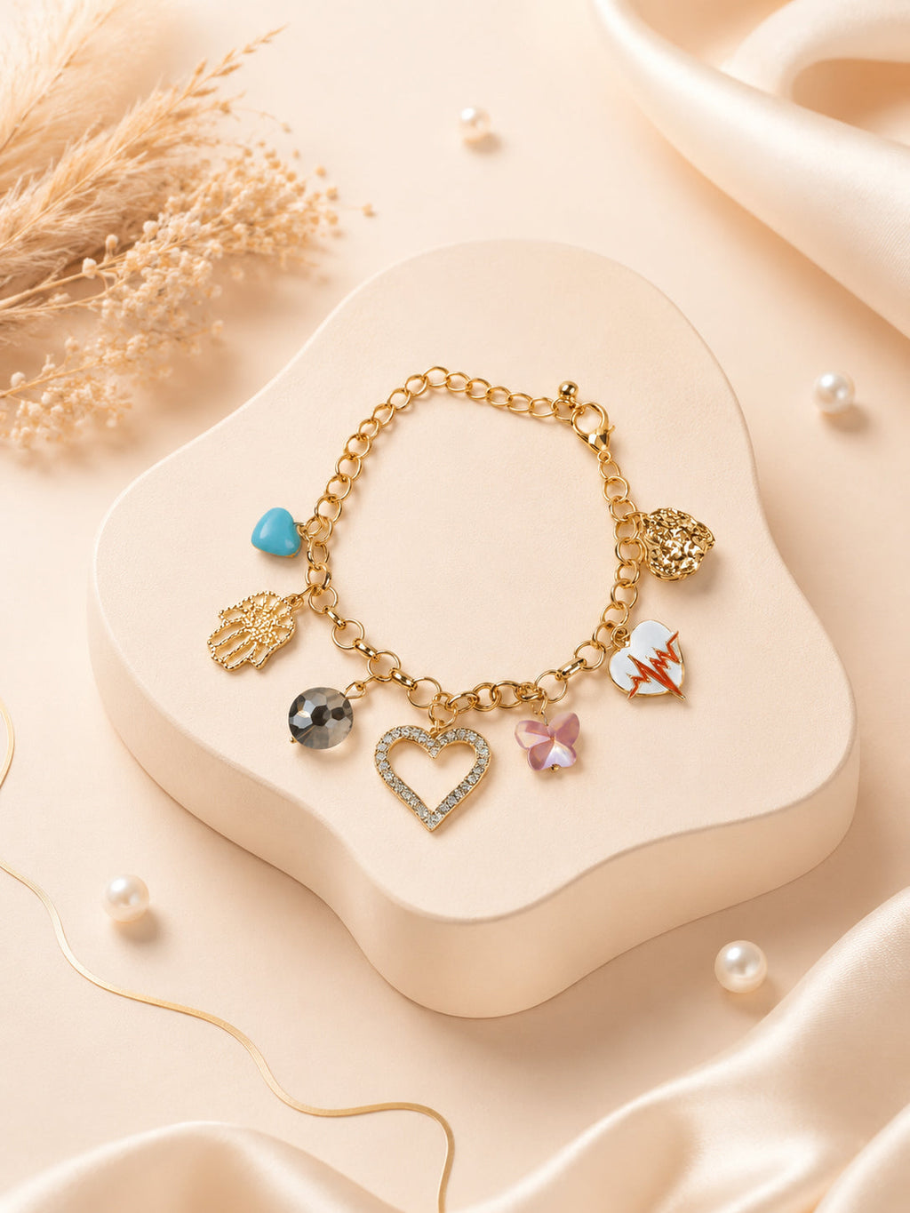 Aanura Multicharm Gold Bracelet with Motifs