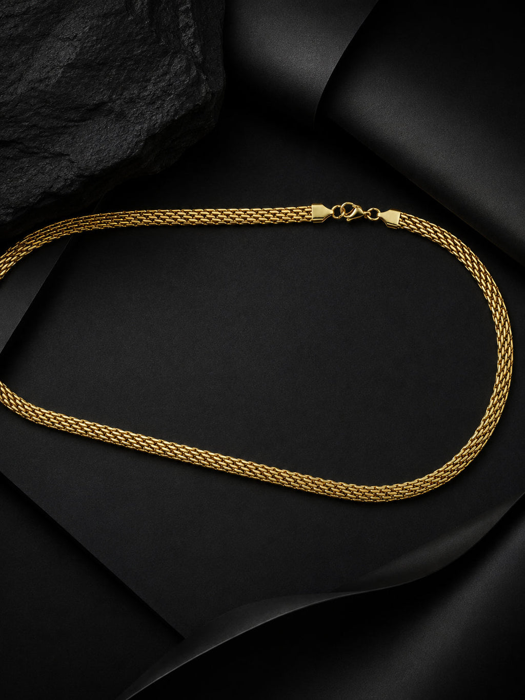 18K Gold Plated Waterproof Anti Tarnish Weave Chain