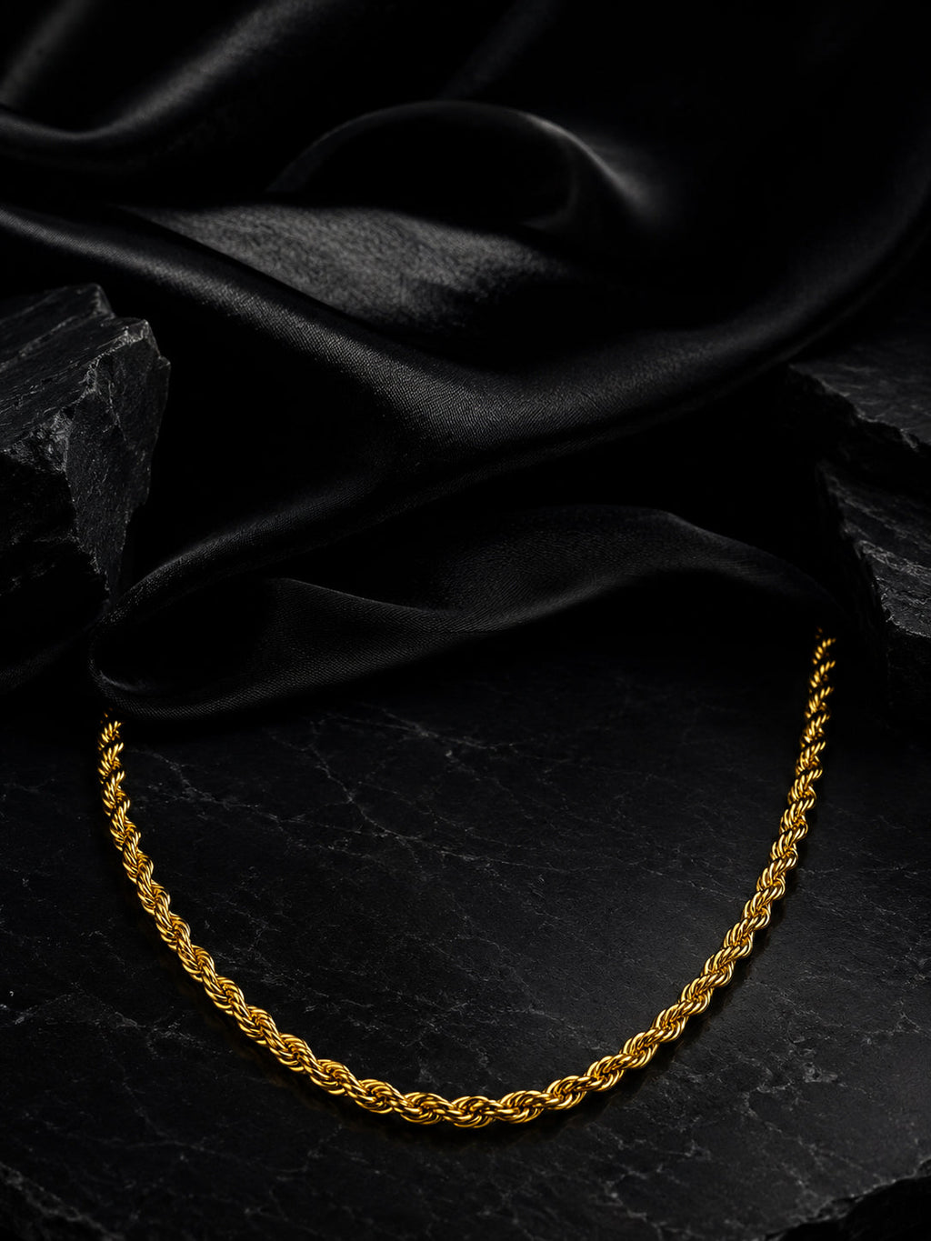 18K Gold Plated Rope Chain & Link Bracelet Combo for Men