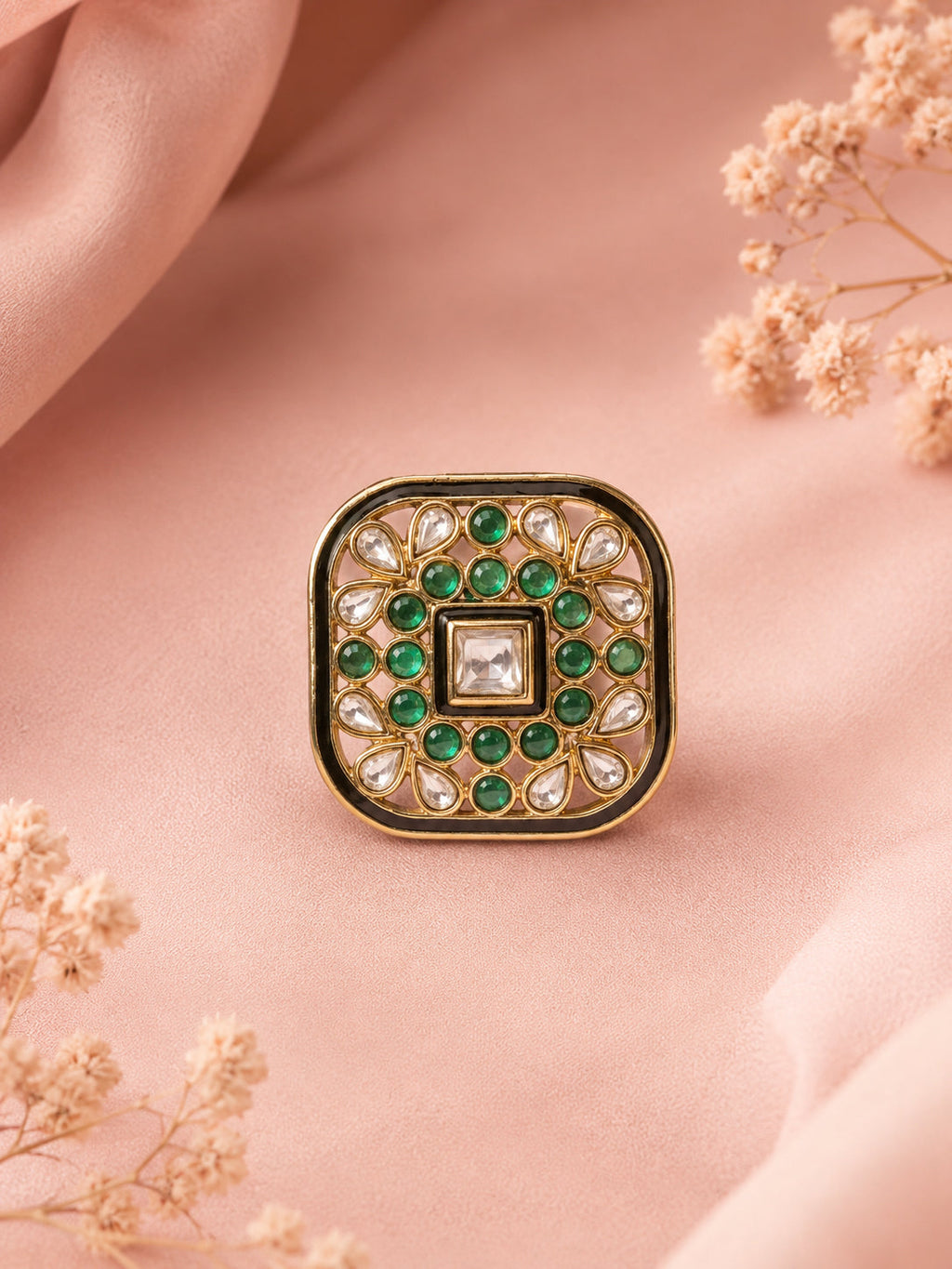 Aanura Ornate Square Adjustable Statement Ring