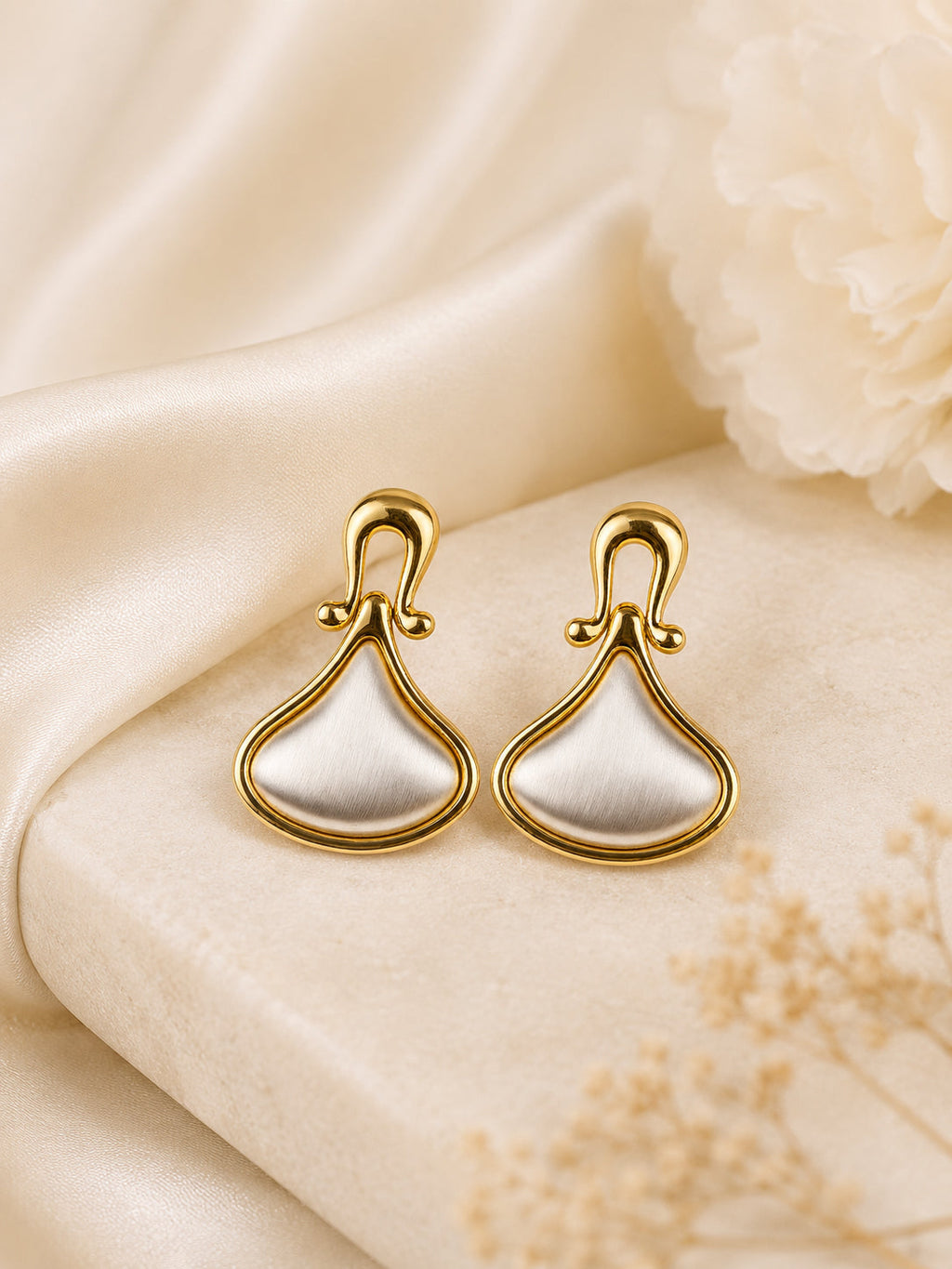Aanura White Petal Drop Earrings