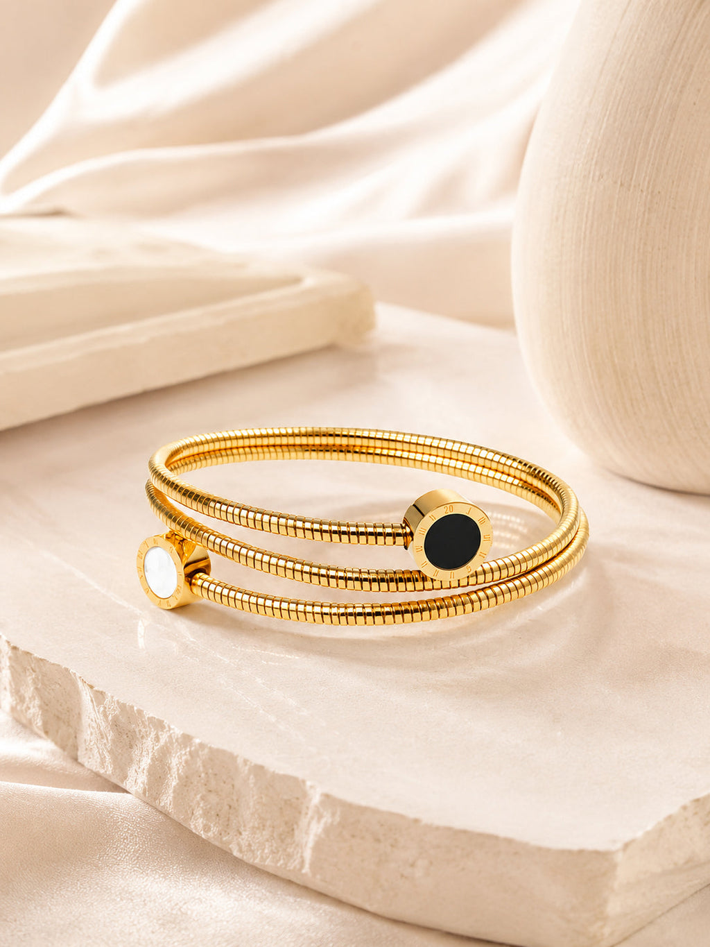 Aanura Dual-Tone Roman Coin Coil Bracelet