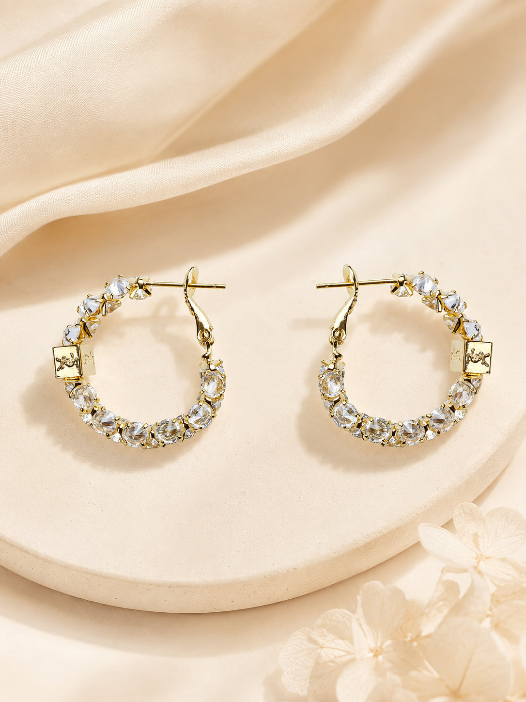 Aanura Crystal Hoop Earrings in Gold
