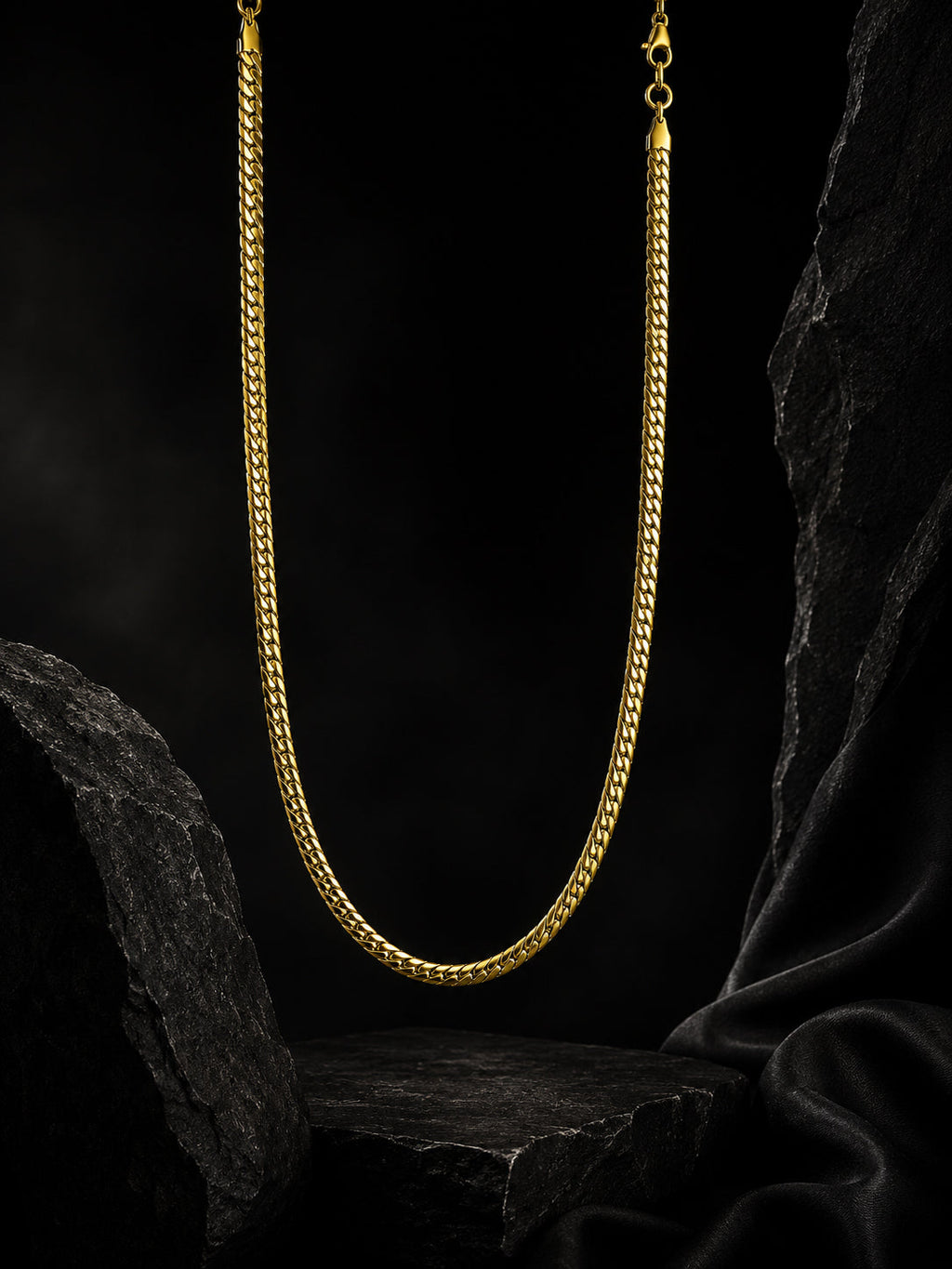 18K Gold Plated Cuban Link Anti-Tarnish Waterproof Chain for Men