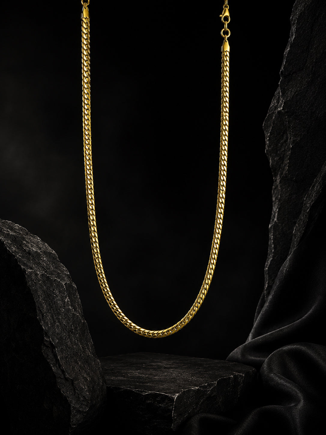 18K Gold Plated Cuban Link Anti-Tarnish Waterproof Chain for Men