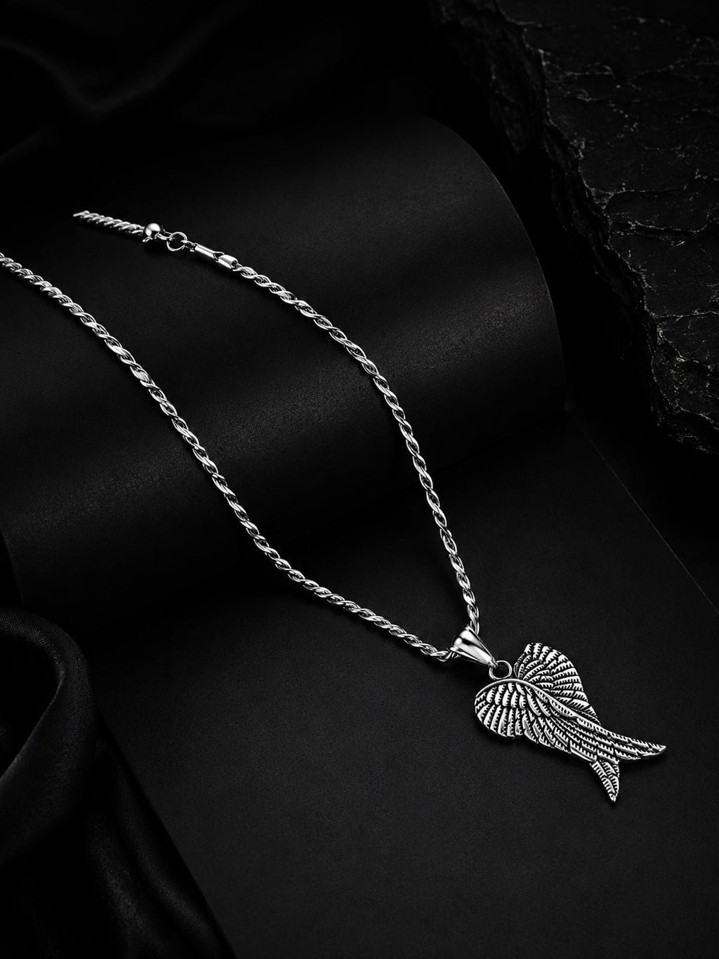 Rhodium Plated Angel Wings Anti-Tarnish Waterproof Chain