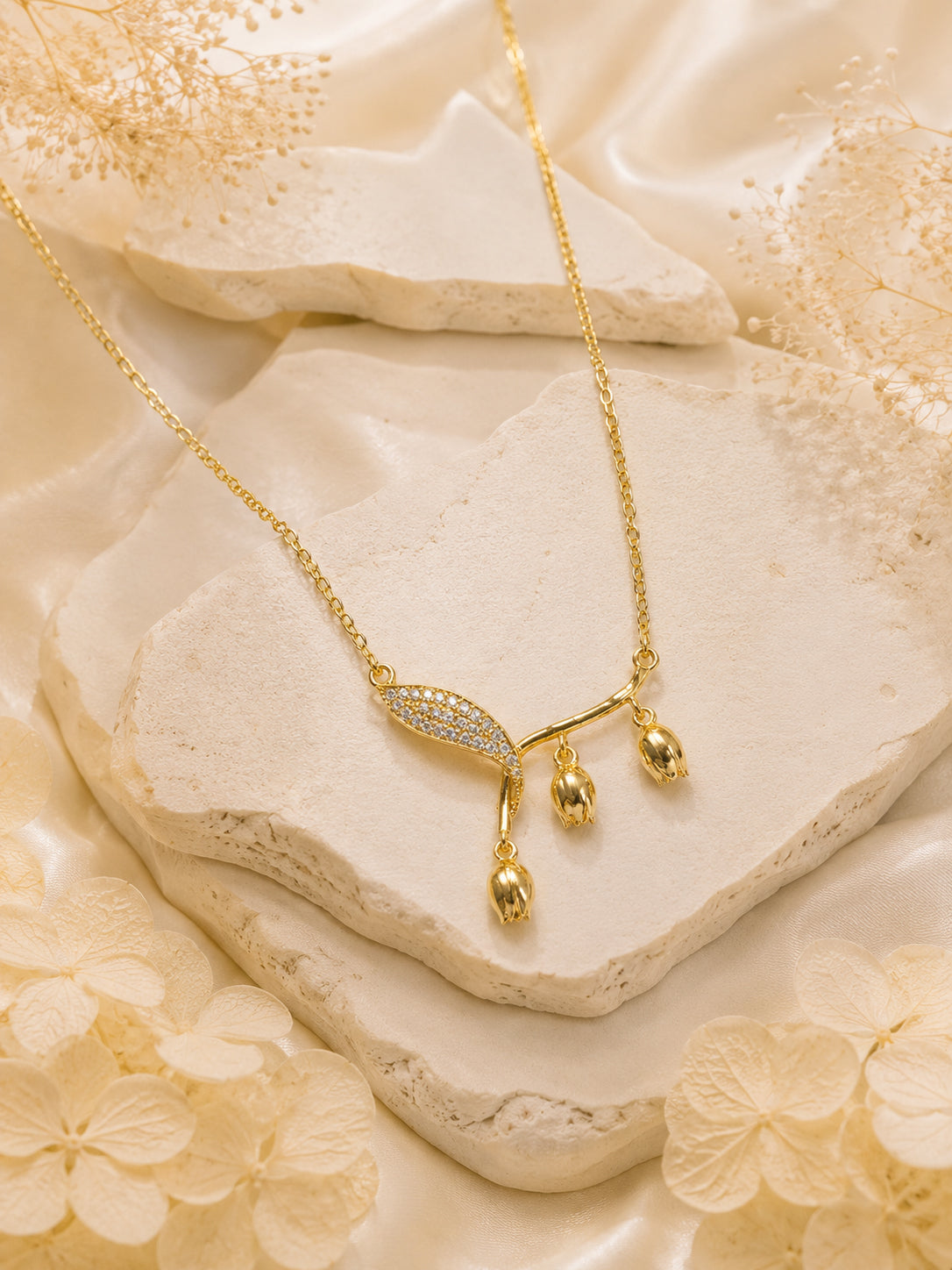 Aanura Petal Drop Minimal Pendant Necklace